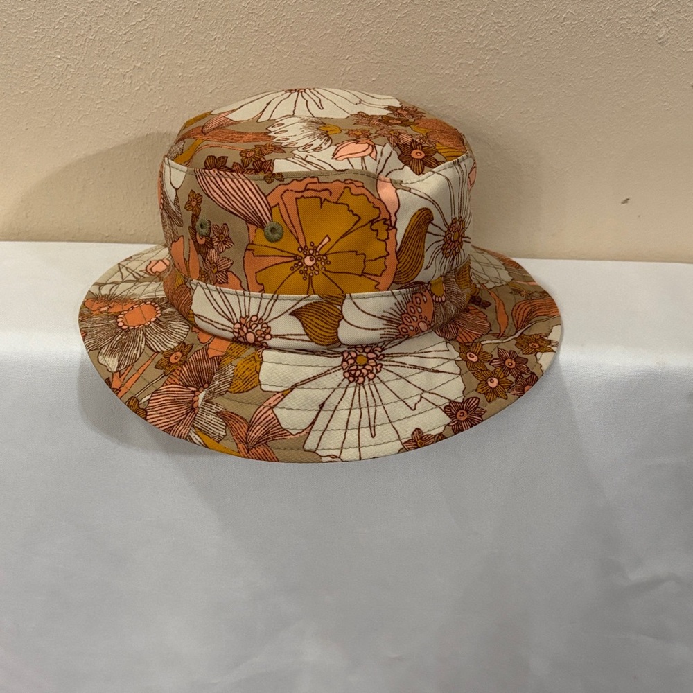 Volcom Kids Floral Bucket Hat - Brown and Orange